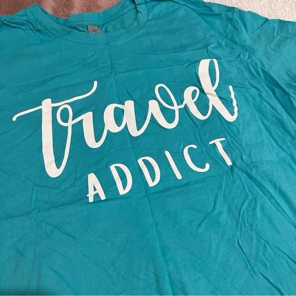 Turquoise Travel Addict Printed Tee - Picture 3 of 3